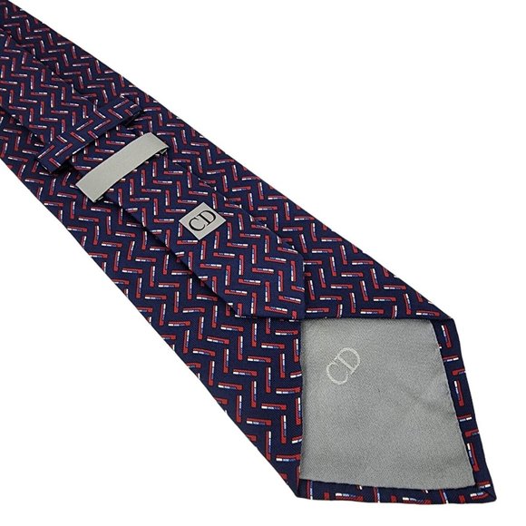 Christian Dior Monsieur Geometric Silk Necktie 4" - Picture 2 of 4